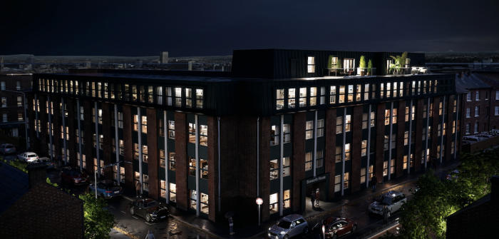 View of the building at night